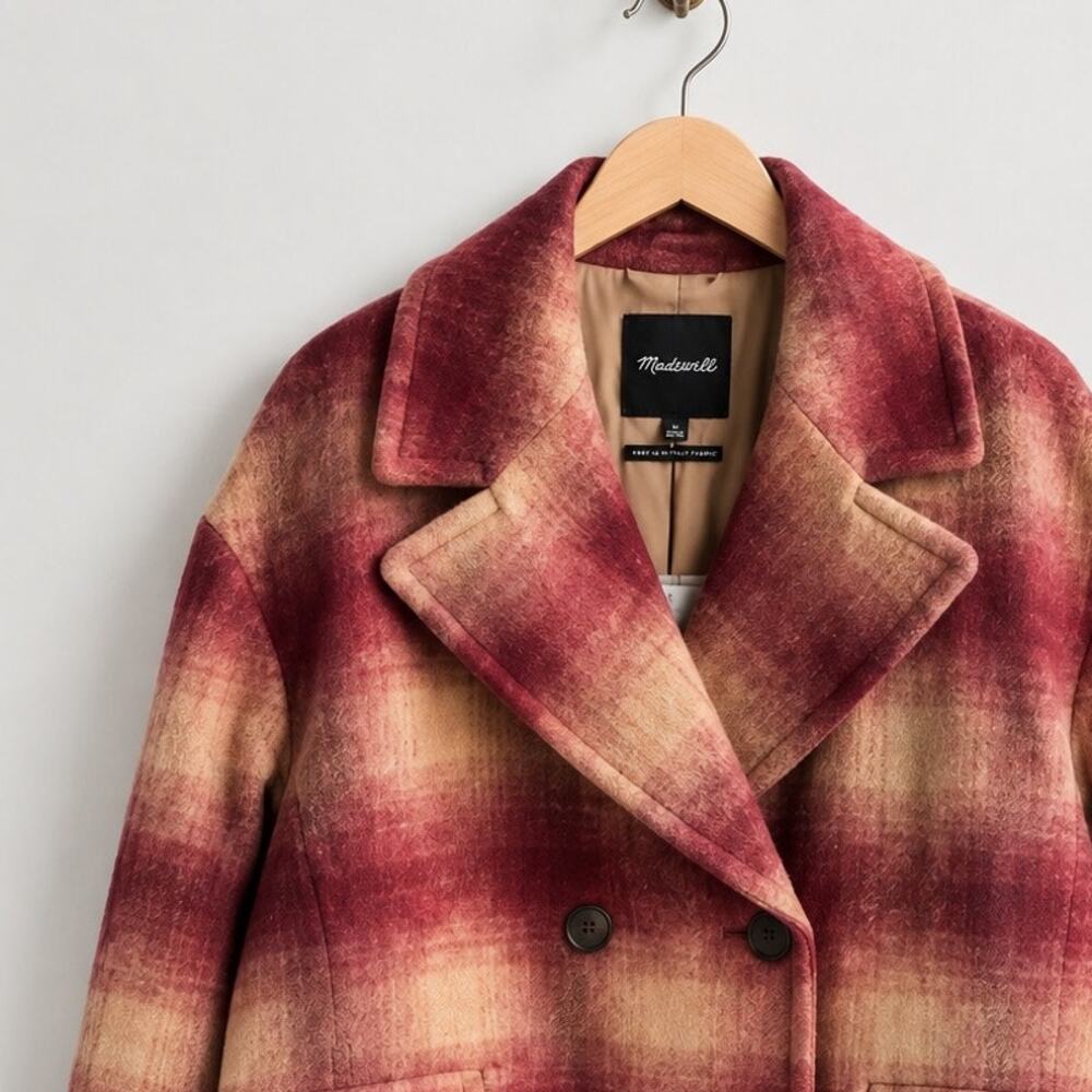 Madewell Brushed Double-Breasted Short Coat in Dorinda Plaid Wool Alpaca NWT - Picture 6 of 10